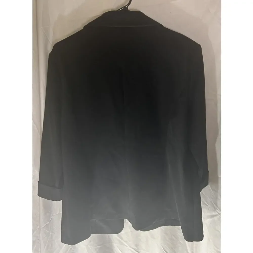 EST. 1946 Women’s Black Blazer Large‎ Ruched 3/4 Sleeve Stretch 1 Button